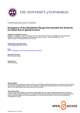 Emergence of the Shackleton Range from Beneath the Antarctic