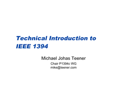 Technical Introduction to IEEE 1394