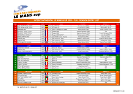 Intercontinental Le Mans Cup 2011 - Full Season Entry List