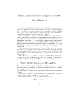 Formal (Non)-Commutative Symplectic Geometry