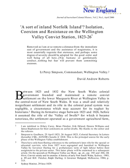 'A Sort of Inland Norfolk Island'? Isolation, Coercion and Resistance on the Wellington Valley Convict Station, 1823-261