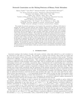 Network Constraints on the Mixing Patterns of Binary Node Metadata