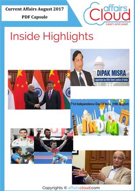 Current Affairs August 2017 PDF Capsule