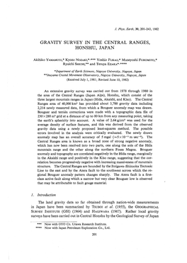 GRAVITY SURVEY in the CENTRAL RANGES, HONSHU, JAPAN The