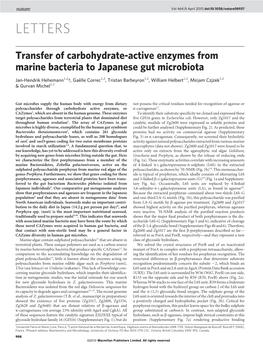 Transfer of Carbohydrate-Active Enzymes from Marine Bacteria to Japanese Gut Microbiota