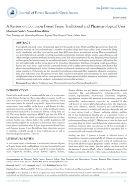 A Review on Common Forest Trees: Traditional and Pharmacological