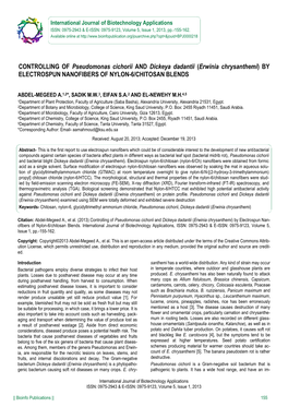 CONTROLLING of Pseudomonas Cichorii and Dickeya Dadantii (Erwinia Chrysanthemi) by ELECTROSPUN NANOFIBERS of NYLON-6/CHITOSAN BLENDS