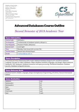 Advanced Databases Course Outline