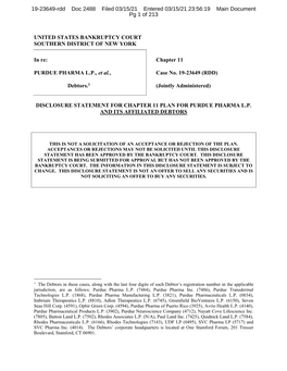 PURDUE PHARMA LP, Et Al., Debtors.1 Chapter 11 Case No. 19