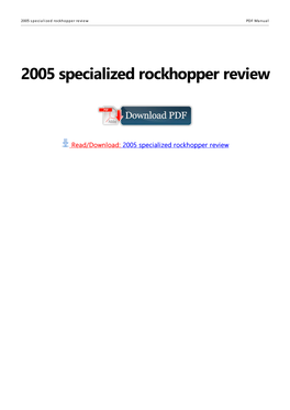 2005 Specialized Rockhopper Review PDF Manual