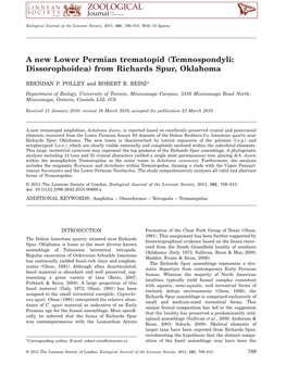 A New Lower Permian Trematopid (Temnospondyli: Dissorophoidea) from Richards Spur, Oklahoma