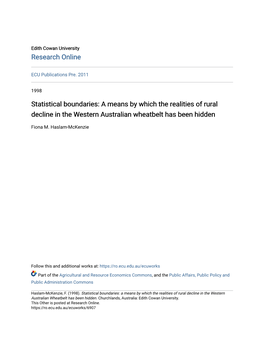 Statistical Boundaries: a Means by Which the Realities of Rural Decline in the Western Australian Wheatbelt Has Been Hidden