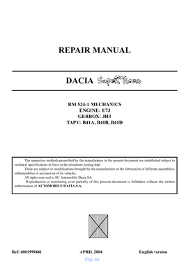 Repair Manual Dacia