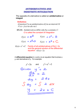 Antiderivatives and Indefinite Integration