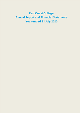 East Coast College Annual Report and Financial Statements Year Ended 31 July 2020