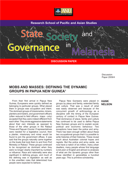 State Society and Governance in Melanesia
