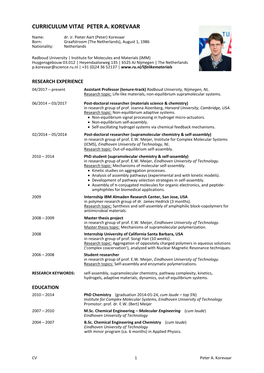 Curriculum Vitae Peter A