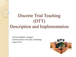 Discrete Trial Teaching (DTT) Description and Implementation