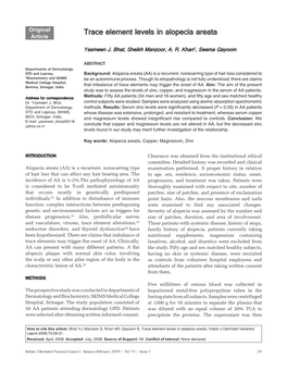 Trace Element Levels in Alopecia Areata