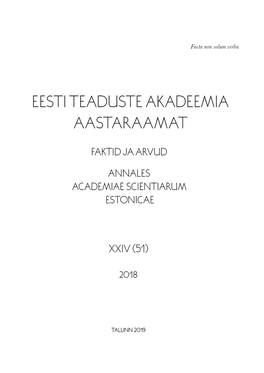 Eesti Teaduste Akadeemia Aastaraamat 2018 XXIV