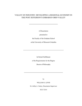 Developing a Regional Economy in the Post Jefferson’S Embargo Ohio Valley