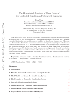 The Geometrical Structure of Phase Space of the Controlled