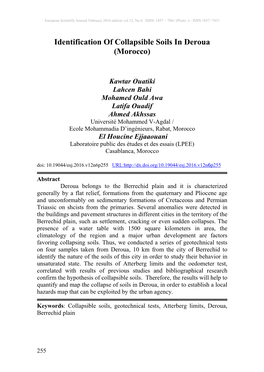 Identification of Collapsible Soils in Deroua (Morocco)