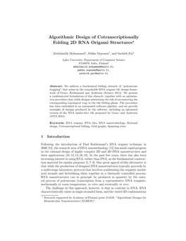 Algorithmic Design of Cotranscriptionally Folding 2D RNA Origami Structures?