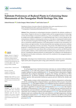 Substrate Preferences of Ruderal Plants in Colonizing Stone Monuments of the Pasargadae World Heritage Site, Iran