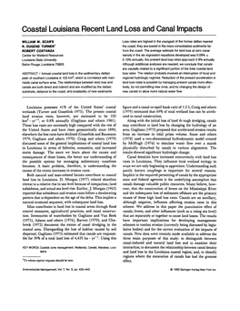 Coastal Louisiana Recent Land Loss and Canal Impacts