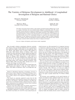 The Varieties of Religious Development in Adulthood: a Longitudinal Investigation of Religion and Rational Choice