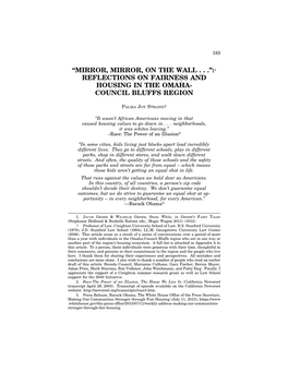 1 Reflections on Fairness and Housing in the Omaha- Council Bluffs Region