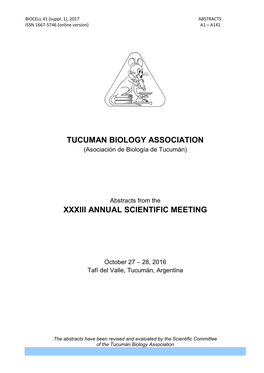Tucuman Biology Association Xxxiii Annual Scientific