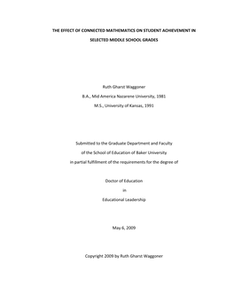 The Effect of Connected Mathematics on Student Achievement In