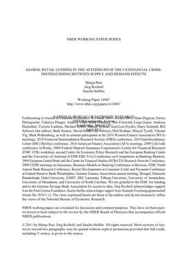 Global Retail Lending in the Aftermath of the Us Financial Crisis: Distinguishing Between Supply and Demand Effects