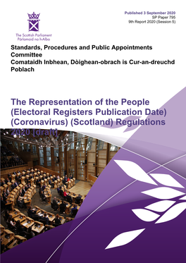 Scotland) Regulations 2020 [Draft] Published in Scotland by the Scottish Parliamentary Corporate Body