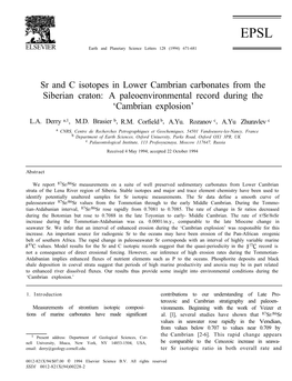 Sr and C Isotopes in Lower Cambrian Carbonates from the Siberian Craton: a Paleoenvironmental Record During the ‘Cambrian Explosion’