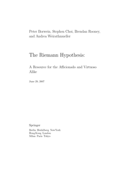 The Riemann Hypothesis