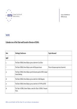 2011 Calendar of the Chair and Executive