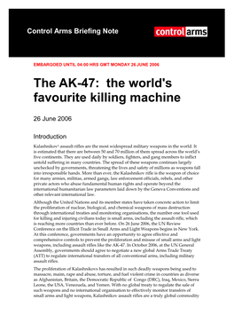 The AK-47: the World's Favourite Killing Machine