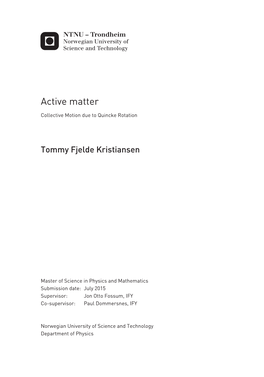 Active Matter