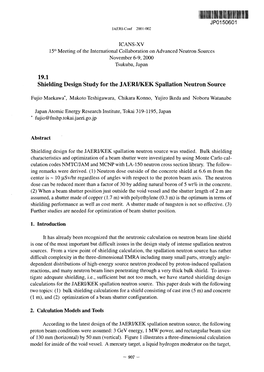 19.1 Shielding Design Study for the JAERI/KEK Spallation Neutron Source