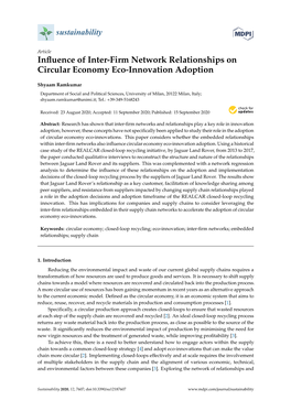 Influence of Inter-Firm Network Relationships on Circular