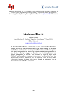 Literature and Diversity