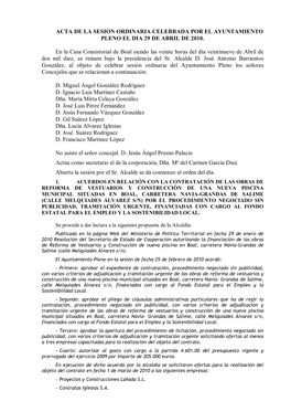 Acta De La Sesion Ordinaria Celebrada Por El Ayuntamiento Pleno El Dia 29 De Abril De 2010