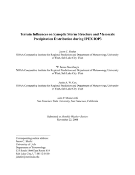 Terrain Influences on Synoptic Storm Structure and Mesoscale Precipitation Distribution During IPEX IOP3