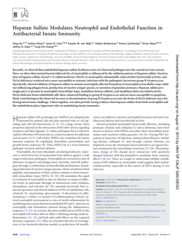 Heparan Sulfate Modulates Neutrophil and Endothelial Function in Antibacterial Innate Immunity