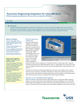 Teamcenter Engineering: Integrations for I-Deas NX Series