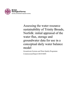 Assessing the Water Resource Sustainability of Trinity Broads, Norfolk