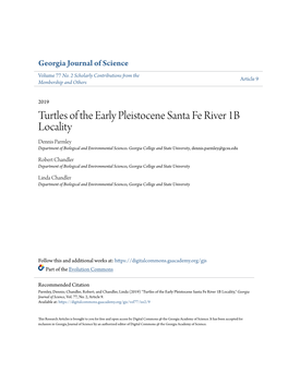 Turtles of the Early Pleistocene Santa Fe River 1B Locality Dennis Parmley Department of Biological and Environmental Sciences